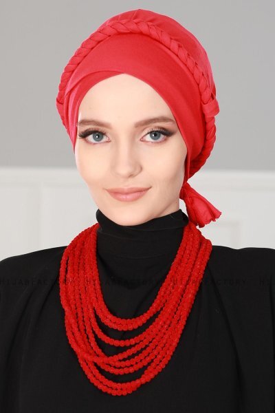 Olivia - Turban En Coton Rouge - Ayse Turban