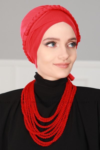 Olivia - Turban En Coton Rouge - Ayse Turban