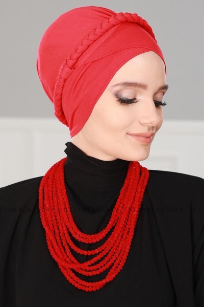 Olivia - Turban En Coton Rouge - Ayse Turban