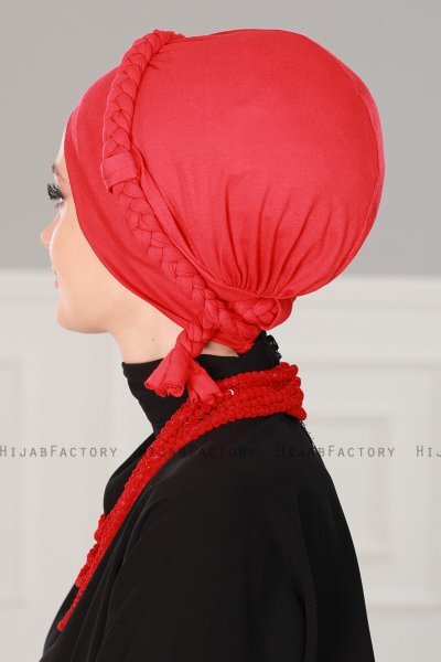 Olivia - Turban En Coton Rouge - Ayse Turban