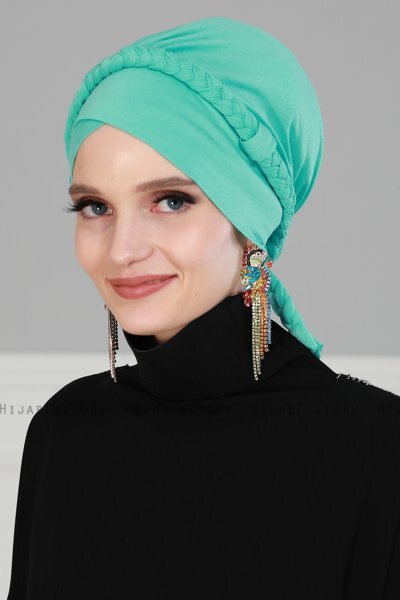 Olivia - Turban En Coton Turquoise - Ayse Turban