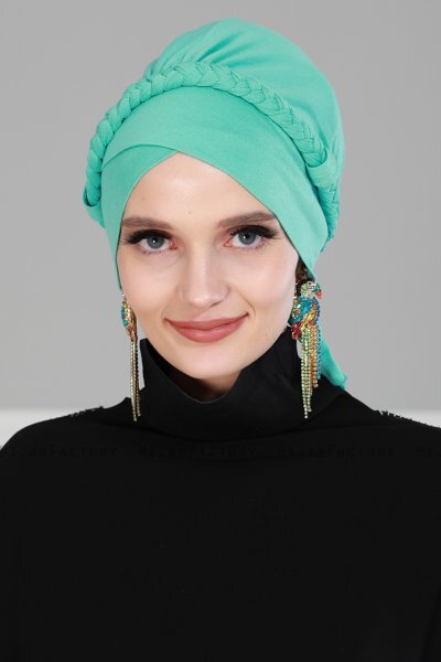 Olivia - Turban En Coton Turquoise - Ayse Turban