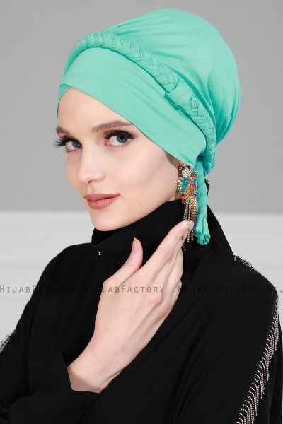 Olivia - Turban En Coton Turquoise - Ayse Turban