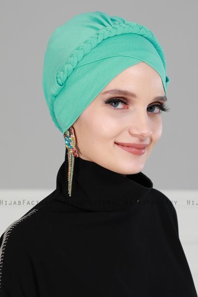Olivia - Turban En Coton Turquoise - Ayse Turban