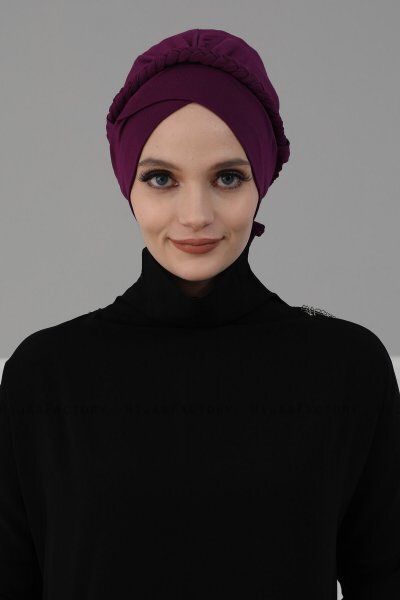 Olivia - Turban En Coton Violet - Ayse Turban