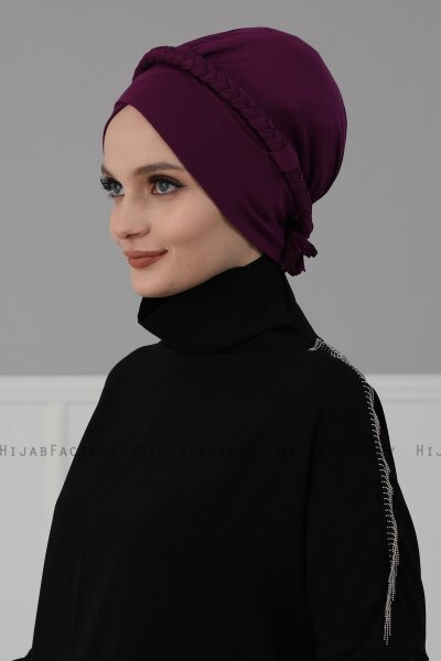 Olivia - Turban En Coton Violet - Ayse Turban