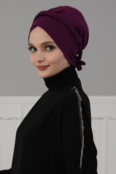 Olivia - Turban En Coton Violet - Ayse Turban