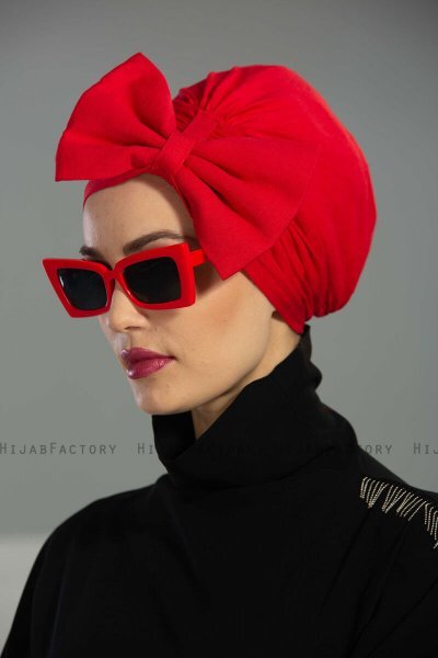 Julia - Turban En Coton Rouge - Ayse Turban