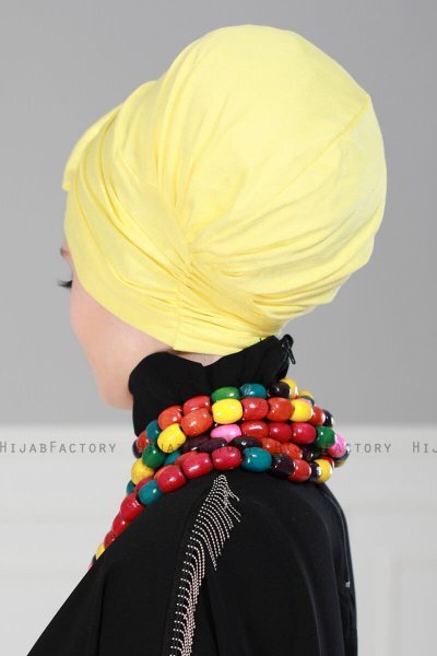 Julia - Turban En Coton Jaune - Ayse Turban