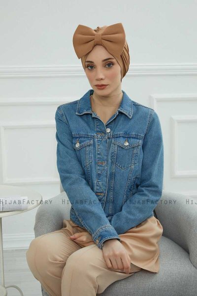 Julia - Turban En Coton Marron Clair