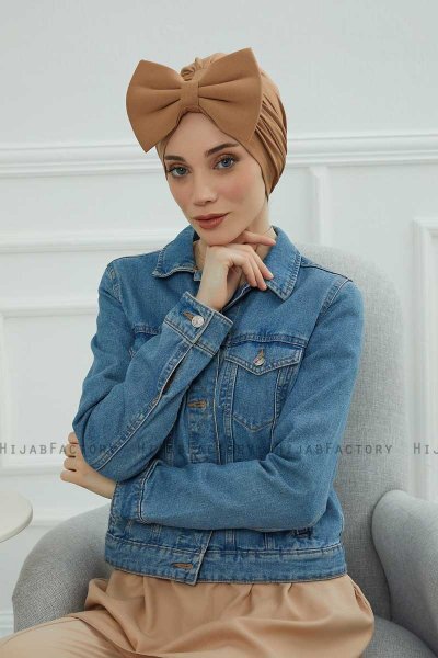Julia - Turban En Coton Marron Clair
