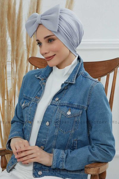 Julia - Turban En Coton Gris Clair