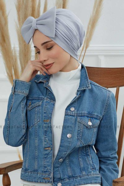 Julia - Turban En Coton Gris Clair