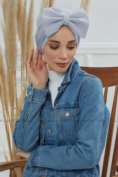 Julia - Turban En Coton Gris Clair