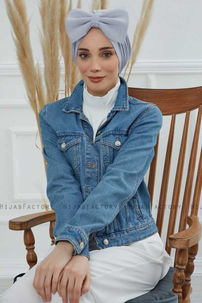Julia - Turban En Coton Gris Clair