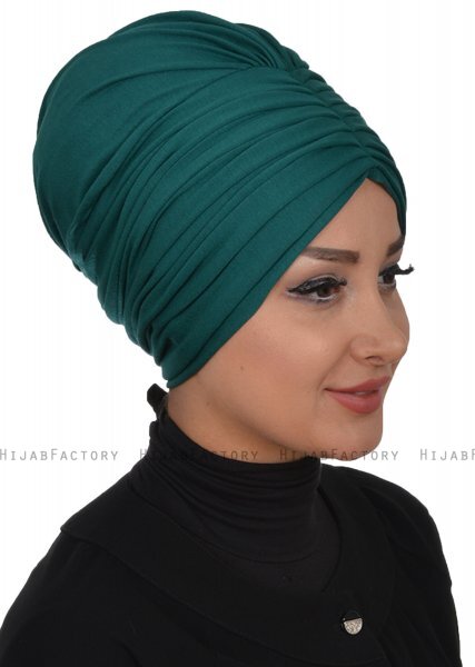 Wilma - Turban En Coton Vert Foncé - Ayse Turban