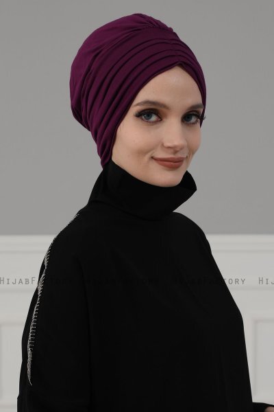 Wilma - Turban En Coton Violet - Ayse Turban