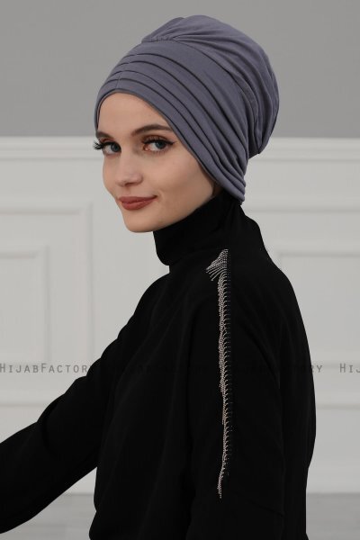 Wilma - Turban En Coton Gris - Ayse Turban