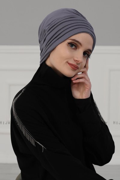 Wilma - Turban En Coton Gris - Ayse Turban