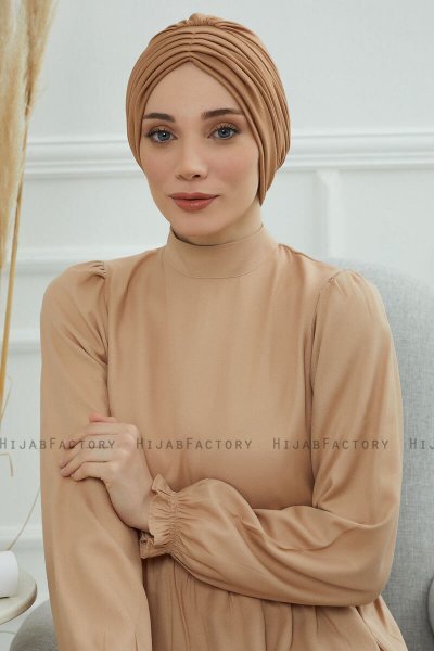 Wilma - Turban En Coton Marron Clair