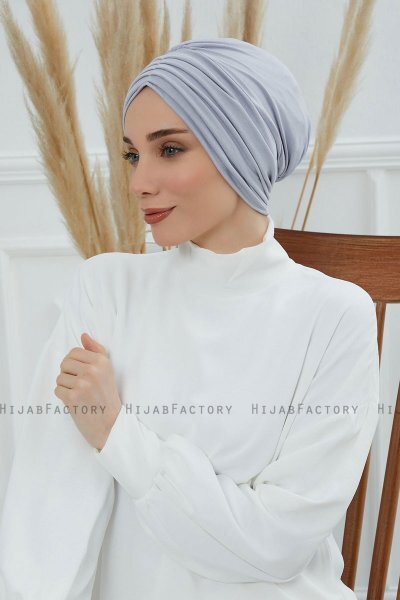 Wilma - Turban En Coton Gris Clair
