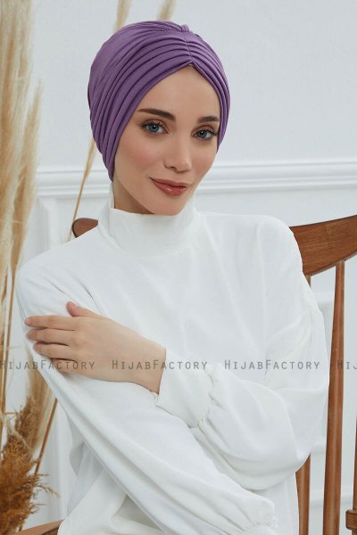 Wilma - Turban En Coton Violet