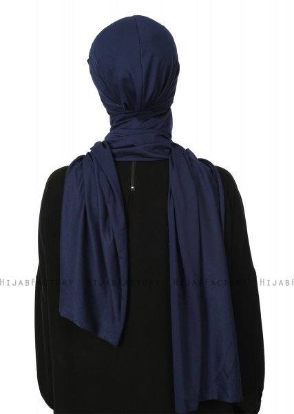 Bianca - Turban En Coton Bleu Marin