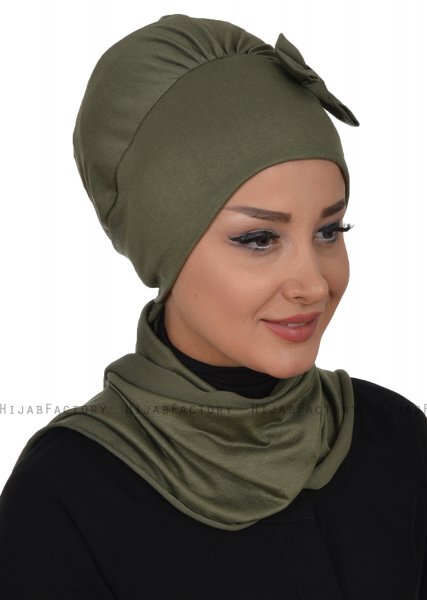 Bianca - Turban En Coton Kaki
