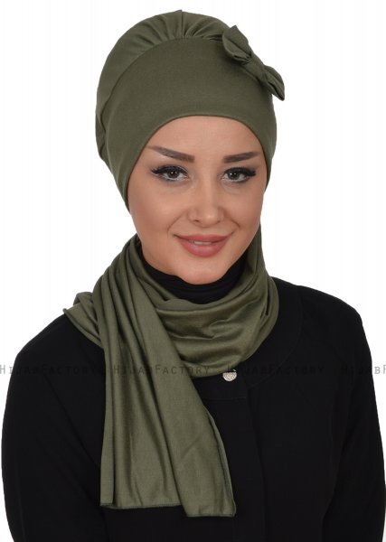 Bianca - Turban En Coton Kaki