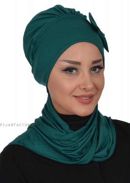 Bianca - Turban En Coton Vert Foncé