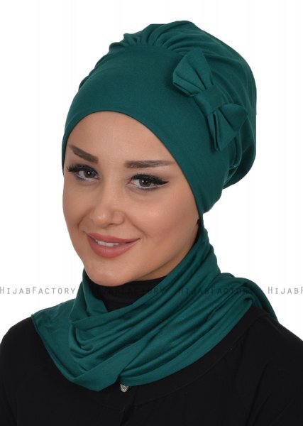 Bianca - Turban En Coton Vert Foncé