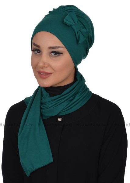 Bianca - Turban En Coton Vert Foncé