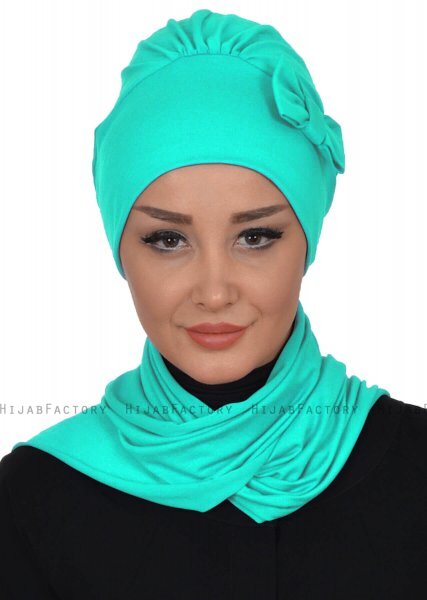Bianca - Turban En Coton Turquoise