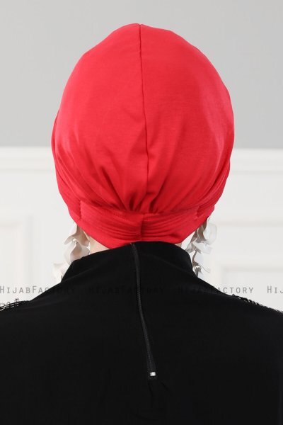 Linda - Turban En Coton Rouge - Ayse Turban