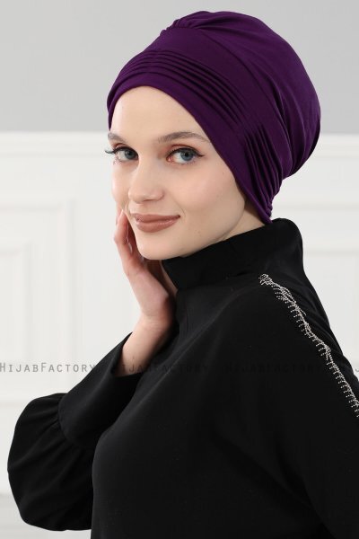 Linda - Turban En Coton Violet - Ayse Turban