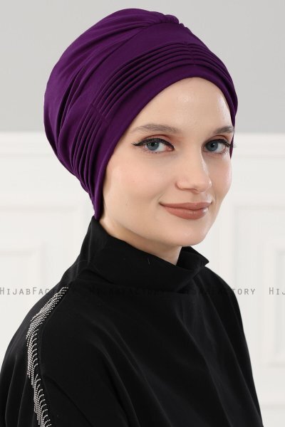 Linda - Turban En Coton Violet - Ayse Turban