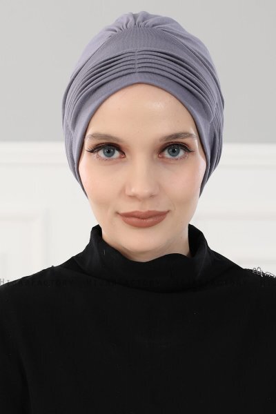 Linda - Turban En Coton Gris - Ayse Turban