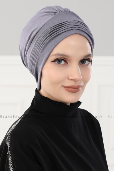 Linda - Turban En Coton Gris - Ayse Turban