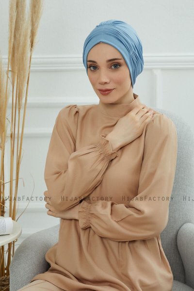 Linda - Turban En Coton Sky Blue