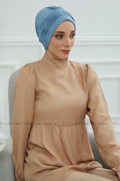 Linda - Turban En Coton Sky Blue