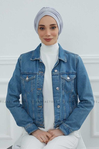 Linda - Turban En Coton Gris Clair