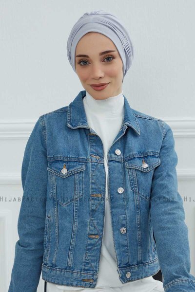 Linda - Turban En Coton Gris Clair
