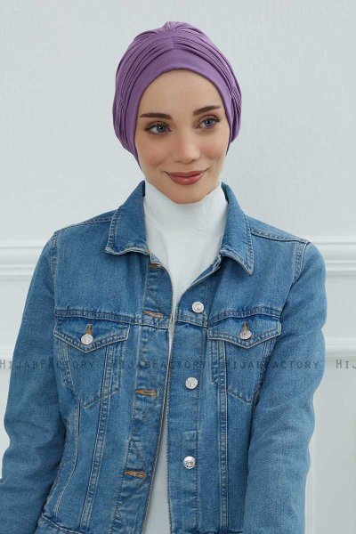 Linda - Turban En Coton Violet