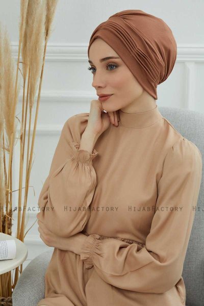 Linda - Turban En Coton Caramel