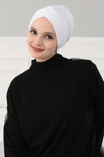 Molly - Turban Coton Dentelle Crème