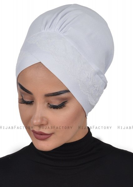 Molly - Turban Coton Dentelle Blanc