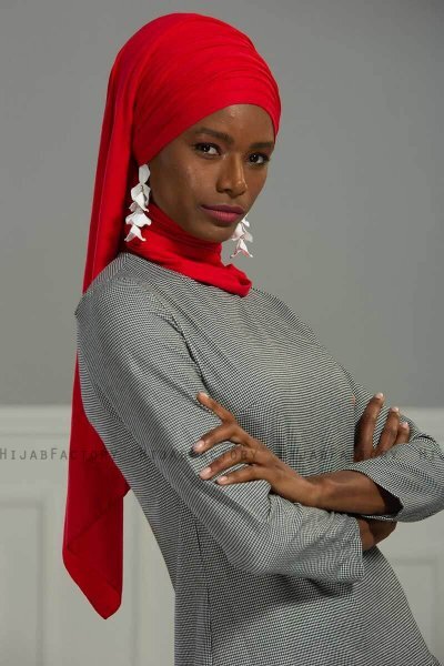 Rebecca - Turban En Coton Rouge - Ayse Turban