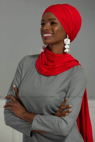 Rebecca - Turban En Coton Rouge - Ayse Turban