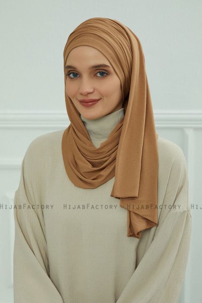 Rebecca - Turban En Coton Marron Clair