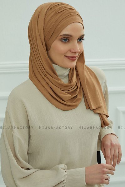 Rebecca - Turban En Coton Marron Clair